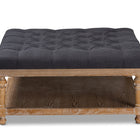 Baxton Studio Kelly Modern and Rustic Charcoal Linen Fabric Upholstered and Greywashed Wood Cocktail Ottoman