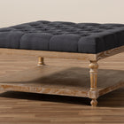 Baxton Studio Kelly Modern and Rustic Charcoal Linen Fabric Upholstered and Greywashed Wood Cocktail Ottoman