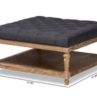 Baxton Studio Kelly Modern and Rustic Charcoal Linen Fabric Upholstered and Greywashed Wood Cocktail Ottoman