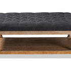 Baxton Studio Lindsey Modern and Rustic Charcoal Linen Fabric Upholstered and Greywashed Wood Cocktail Ottoman