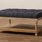 Baxton Studio Lindsey Modern and Rustic Charcoal Linen Fabric Upholstered and Greywashed Wood Cocktail Ottoman