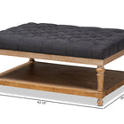 Baxton Studio Lindsey Modern and Rustic Charcoal Linen Fabric Upholstered and Greywashed Wood Cocktail Ottoman