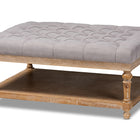 Baxton Studio Lindsey Modern and Rustic Grey Linen Fabric Upholstered and Greywashed Wood Cocktail Ottoman