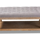 Baxton Studio Lindsey Modern and Rustic Grey Linen Fabric Upholstered and Greywashed Wood Cocktail Ottoman