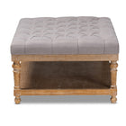 Baxton Studio Lindsey Modern and Rustic Grey Linen Fabric Upholstered and Greywashed Wood Cocktail Ottoman