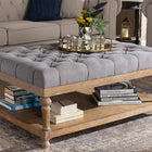 Baxton Studio Lindsey Modern and Rustic Grey Linen Fabric Upholstered and Greywashed Wood Cocktail Ottoman