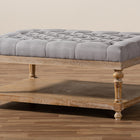Baxton Studio Lindsey Modern and Rustic Grey Linen Fabric Upholstered and Greywashed Wood Cocktail Ottoman