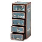 Baxton Studio Alba Vintage Rustic French Inspired Blue Finished Wood 5-Drawer Accent Storage Cabinet