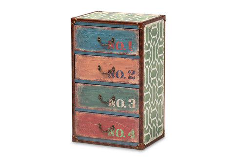 Baxton Studio Amandine Vintage Rustic French Inspired Multicolor Finished Wood 4-Drawer Accent Storage Cabinet
