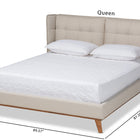Baxton Studio Gretchen Modern and Contemporary Light Beige Fabric Upholstered and Walnut Brown Finished Wood Queen Size Platform Wingback Bed