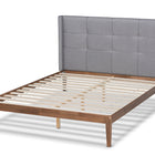 Baxton Studio Edmond Modern and Contemporary Grey Fabric Upholstered and Ash Walnut Brown Finished Wood Full Size Platform Bed