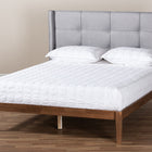 Baxton Studio Edmond Modern and Contemporary Grey Fabric Upholstered and Ash Walnut Brown Finished Wood King Size Platform Bed
