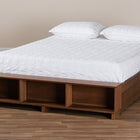Baxton Studio Arthur Modern Rustic Ash Walnut Brown Finished Wood Queen Size Platform Bed with Built-In Shelves