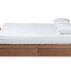 Baxton Studio Arthur Modern Rustic Ash Walnut Brown Finished Wood King Size Platform Bed with Built-In Shelves