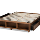 Baxton Studio Arthur Modern Rustic Ash Walnut Brown Finished Wood Queen Size Platform Bed with Built-In Shelves
