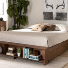 Baxton Studio Arthur Modern Rustic Ash Walnut Brown Finished Wood King Size Platform Bed with Built-In Shelves