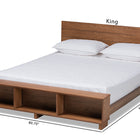 Baxton Studio Regina Modern Rustic Ash Walnut Brown Finished Wood King Size Platform Storage Bed with Built-In Shelves