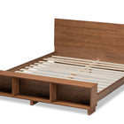 Baxton Studio Regina Modern Rustic Ash Walnut Brown Finished Wood Queen Size Platform Storage Bed with Built-In Shelves