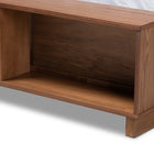 Baxton Studio Regina Modern Rustic Ash Walnut Brown Finished Wood Full Size Platform Storage Bed with Built-In Shelves