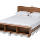 Baxton Studio Regina Modern Rustic Ash Walnut Brown Finished Wood Full Size Platform Storage Bed with Built-In Shelves