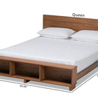 Baxton Studio Regina Modern Rustic Ash Walnut Brown Finished Wood Queen Size Platform Storage Bed with Built-In Shelves