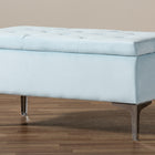 Baxton Studio Mabel Modern and Contemporary Transitional Light Blue Velvet Fabric Upholstered Silver Finished Storage Ottoman