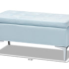 Baxton Studio Mabel Modern and Contemporary Transitional Light Blue Velvet Fabric Upholstered Silver Finished Storage Ottoman