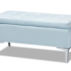 Baxton Studio Mabel Modern and Contemporary Transitional Light Blue Velvet Fabric Upholstered Silver Finished Storage Ottoman
