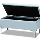 Baxton Studio Mabel Modern and Contemporary Transitional Light Blue Velvet Fabric Upholstered Silver Finished Storage Ottoman