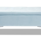 Baxton Studio Mabel Modern and Contemporary Transitional Light Blue Velvet Fabric Upholstered Silver Finished Storage Ottoman