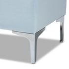 Baxton Studio Mabel Modern and Contemporary Transitional Light Blue Velvet Fabric Upholstered Silver Finished Storage Ottoman