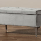 Baxton Studio Mabel Modern and Contemporary Transitional Grey Velvet Fabric Upholstered Silver Finished Storage Ottoman