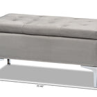 Baxton Studio Mabel Modern and Contemporary Transitional Grey Velvet Fabric Upholstered Silver Finished Storage Ottoman