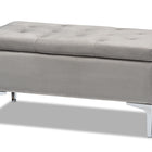 Baxton Studio Mabel Modern and Contemporary Transitional Grey Velvet Fabric Upholstered Silver Finished Storage Ottoman