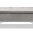 Baxton Studio Mabel Modern and Contemporary Transitional Grey Velvet Fabric Upholstered Silver Finished Storage Ottoman