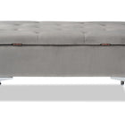 Baxton Studio Mabel Modern and Contemporary Transitional Grey Velvet Fabric Upholstered Silver Finished Storage Ottoman
