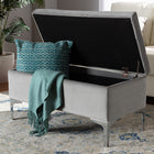 Baxton Studio Mabel Modern and Contemporary Transitional Grey Velvet Fabric Upholstered Silver Finished Storage Ottoman
