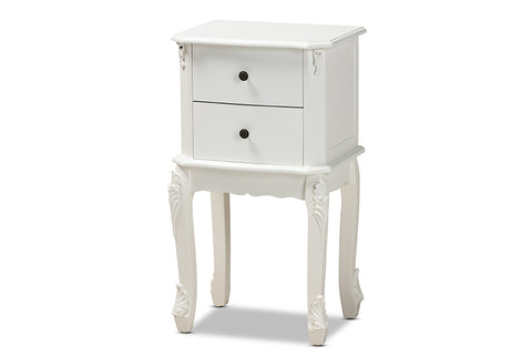 Baxton Studio Sophia Classic and Traditional French White Finished Wood 2-Drawer End Table