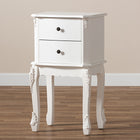 Baxton Studio Sophia Classic and Traditional French White Finished Wood 2-Drawer End Table