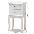 Baxton Studio Sophia Classic and Traditional French White Finished Wood 2-Drawer End Table