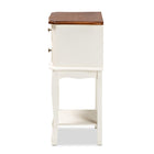 Baxton Studio Darla Classic and Traditional French White and Cherry Brown Finished Wood 2-Drawer End Table