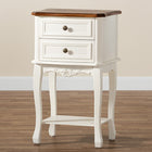 Baxton Studio Darla Classic and Traditional French White and Cherry Brown Finished Wood 2-Drawer End Table