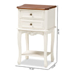 Baxton Studio Darla Classic and Traditional French White and Cherry Brown Finished Wood 2-Drawer End Table