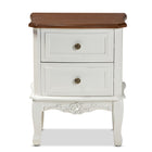 Baxton Studio Darlene Classic and Traditional French White and Cherry Brown Finished Wood 2-Drawer End Table