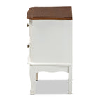 Baxton Studio Darlene Classic and Traditional French White and Cherry Brown Finished Wood 2-Drawer End Table