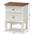 Baxton Studio Darlene Classic and Traditional French White and Cherry Brown Finished Wood 2-Drawer End Table