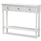 Baxton Studio Calvin Classic and Traditional French Farmhouse White Finished Wood 3-Drawer Entryway Console Table
