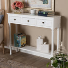 Baxton Studio Calvin Classic and Traditional French Farmhouse White Finished Wood 3-Drawer Entryway Console Table