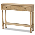 Baxton Studio Calvin Classic and Traditional French Farmhouse Oak Brown Finished Wood 3-Drawer Entryway Console Table