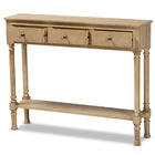 Baxton Studio Calvin Classic and Traditional French Farmhouse Oak Brown Finished Wood 3-Drawer Entryway Console Table